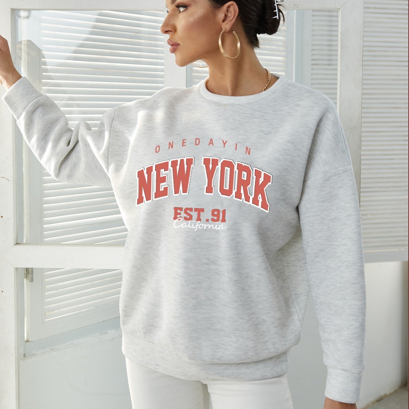 Women's Letter Print Sweatshirt Casual Long Sleeve