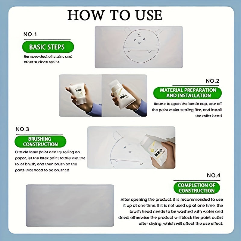 Wall Repair Kit Self Brush Paint Roller - Quickly Fix Cracks Gaps Graffiti