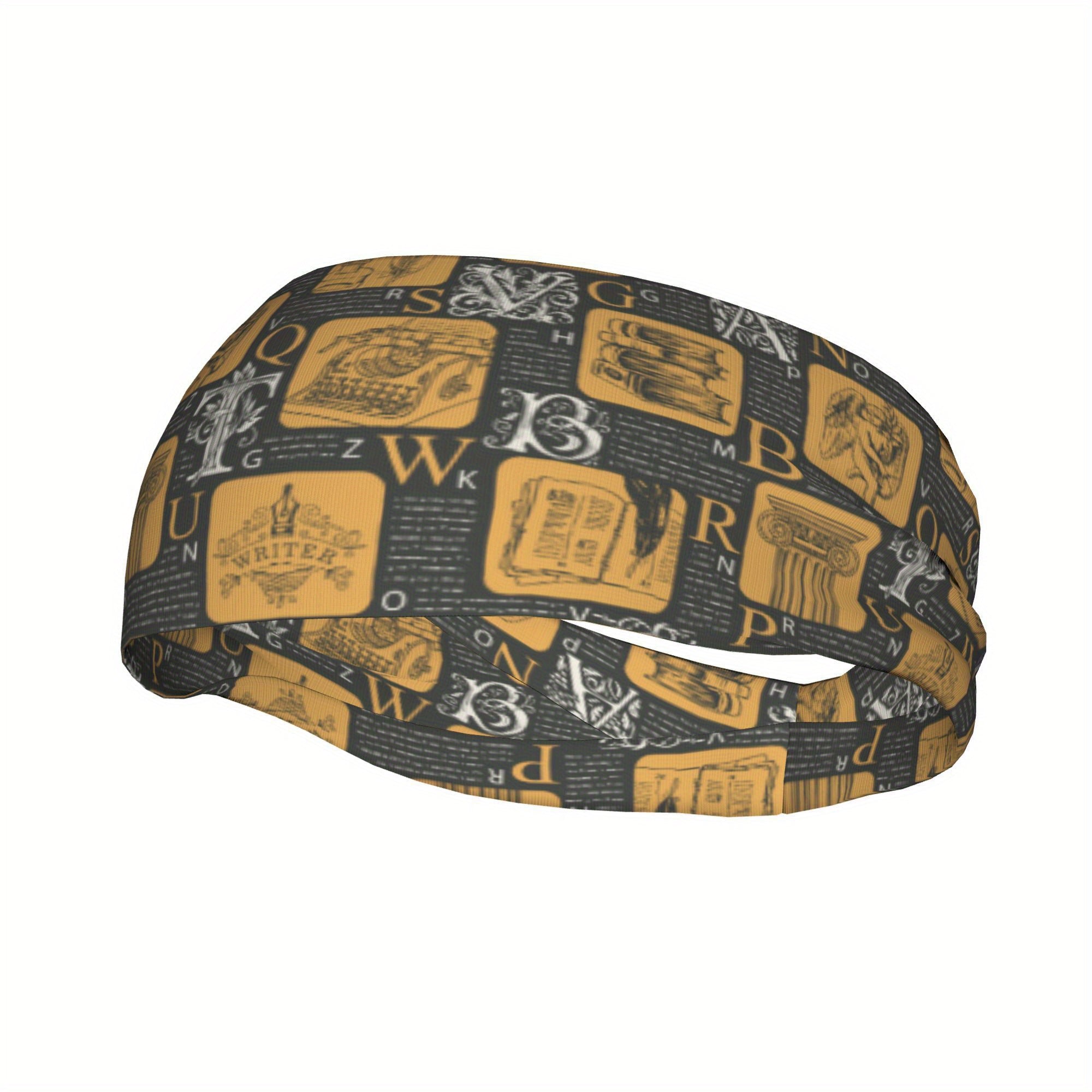 Vintage Breathable Headband with Golden Lettering for Sports & Casual Wear