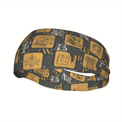 Vintage Breathable Headband with Golden Lettering for Sports & Casual Wear