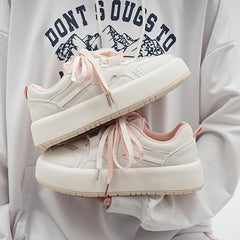 Women's Platform Skate Shoes Round Toe Mesh Low Top Sports Shoes