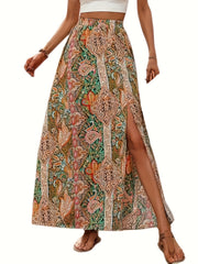 Boho High Waist Split Skirt for Spring & Summer
