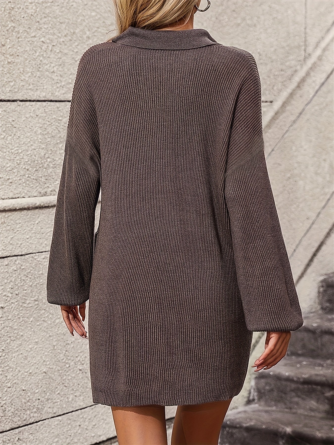 Lantern Sleeve Polo Neck Sweater