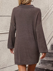 Lantern Sleeve Polo Neck Sweater