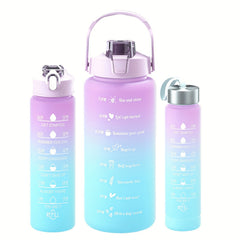 Large Capacity Gradient Sports Water Bottle with Straw