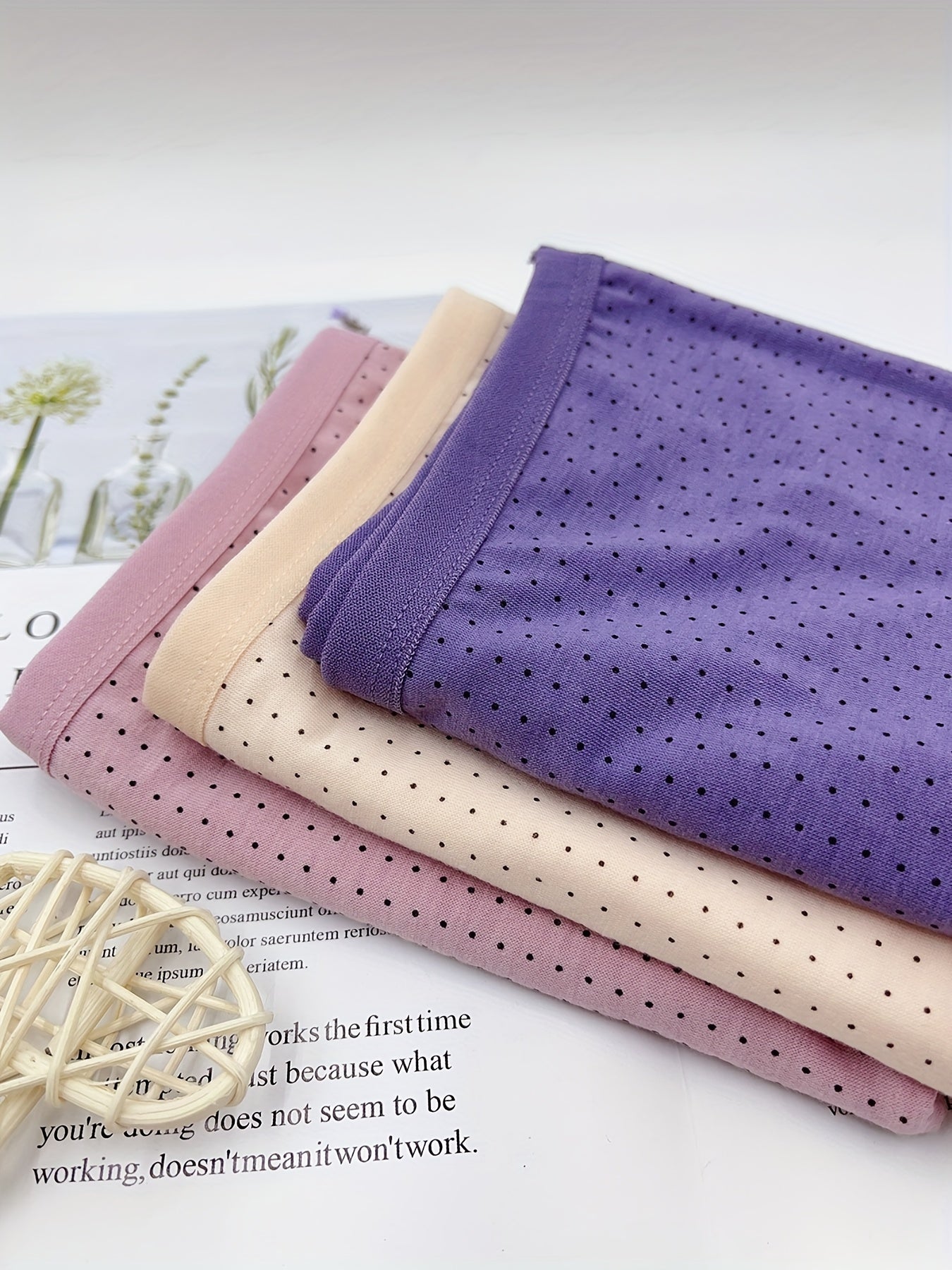 Panties Set Women's Pin Dot Print Underwear 3pcs