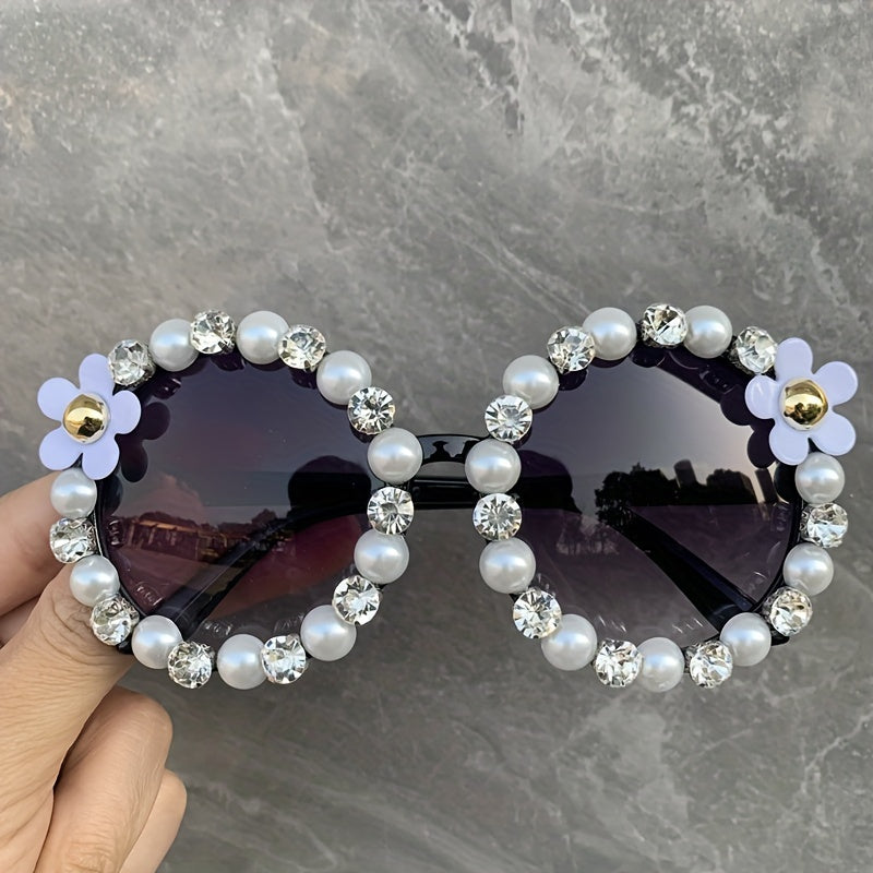 Flower Sunglasses Rhinestone Gradient Glasses UV400
