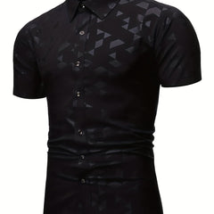 Men's Casual Triangle Embossed Top Shirt Short Sleeve Spring Summer