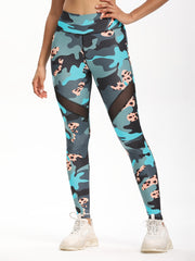 Camo High Waist Yoga Leggings Mesh Sports Fitness Leggings