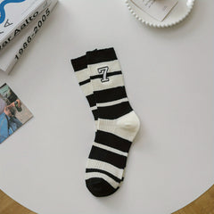 Striped Crew Socks College Style Women's Stockings