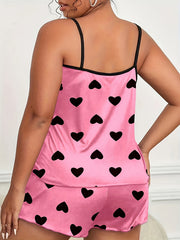 Heart Print Cami Top & Shorts Home Wear Set