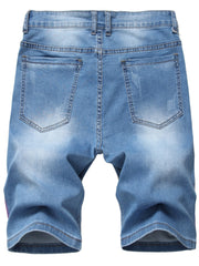 Ripped Denim Shorts Men's Casual High Stretch Shorts For Summer