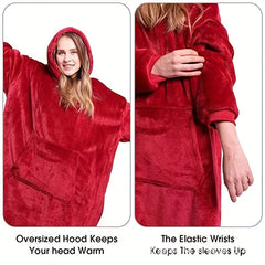 Oversized Hoodie Wearable Blanket Soft Warm Comfortable with Big Pocket