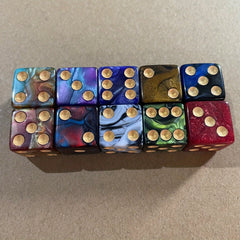 16MM 6-Sided Dice Set 10 Colors Acrylic With Velvet Bag