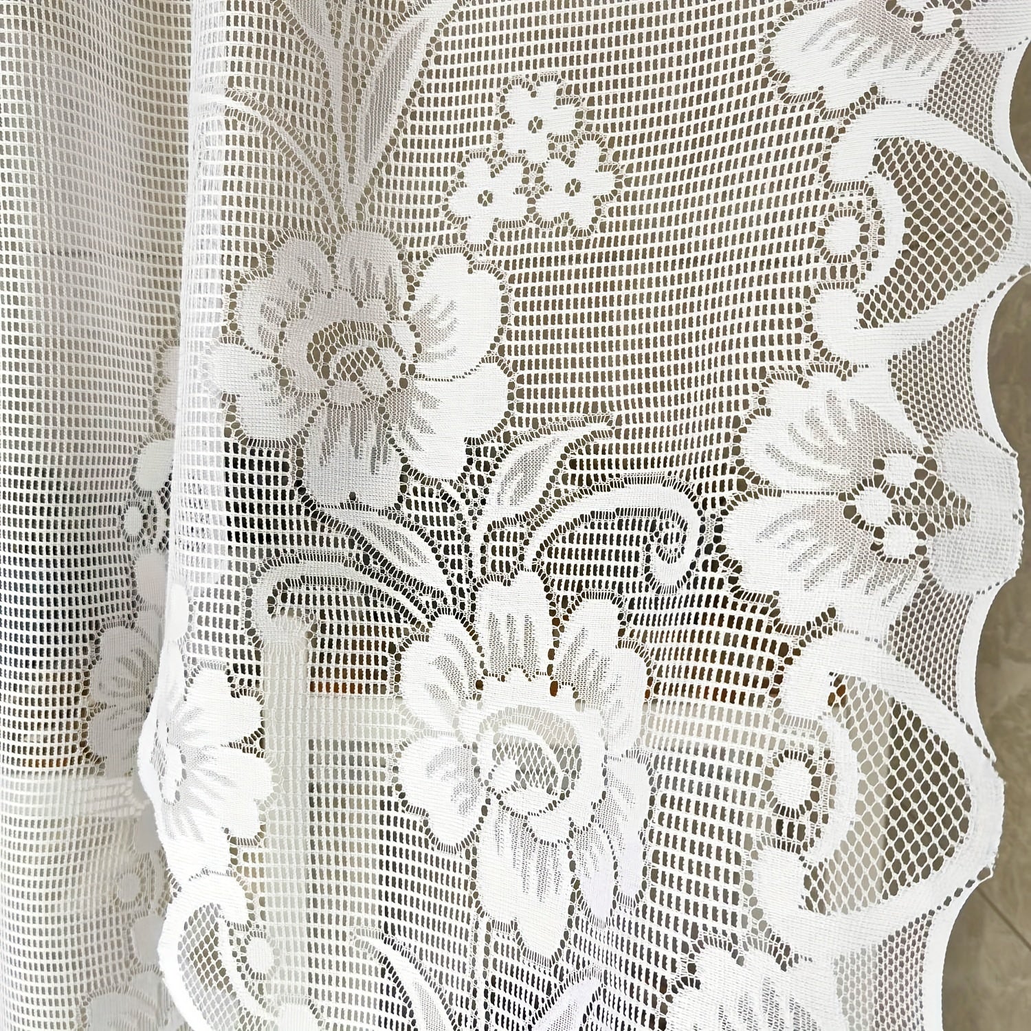 American Lace Curtain Floral Pattern Sheer Voile Curtain for Home Decor