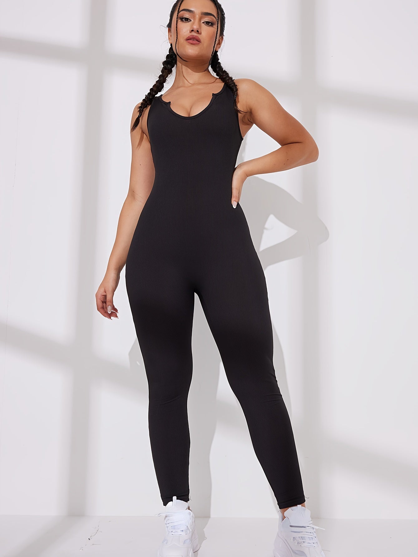 Ribbed Sexy Sports Jumpsuit High Elastic Sleeveless Tank Top Jumpsuit