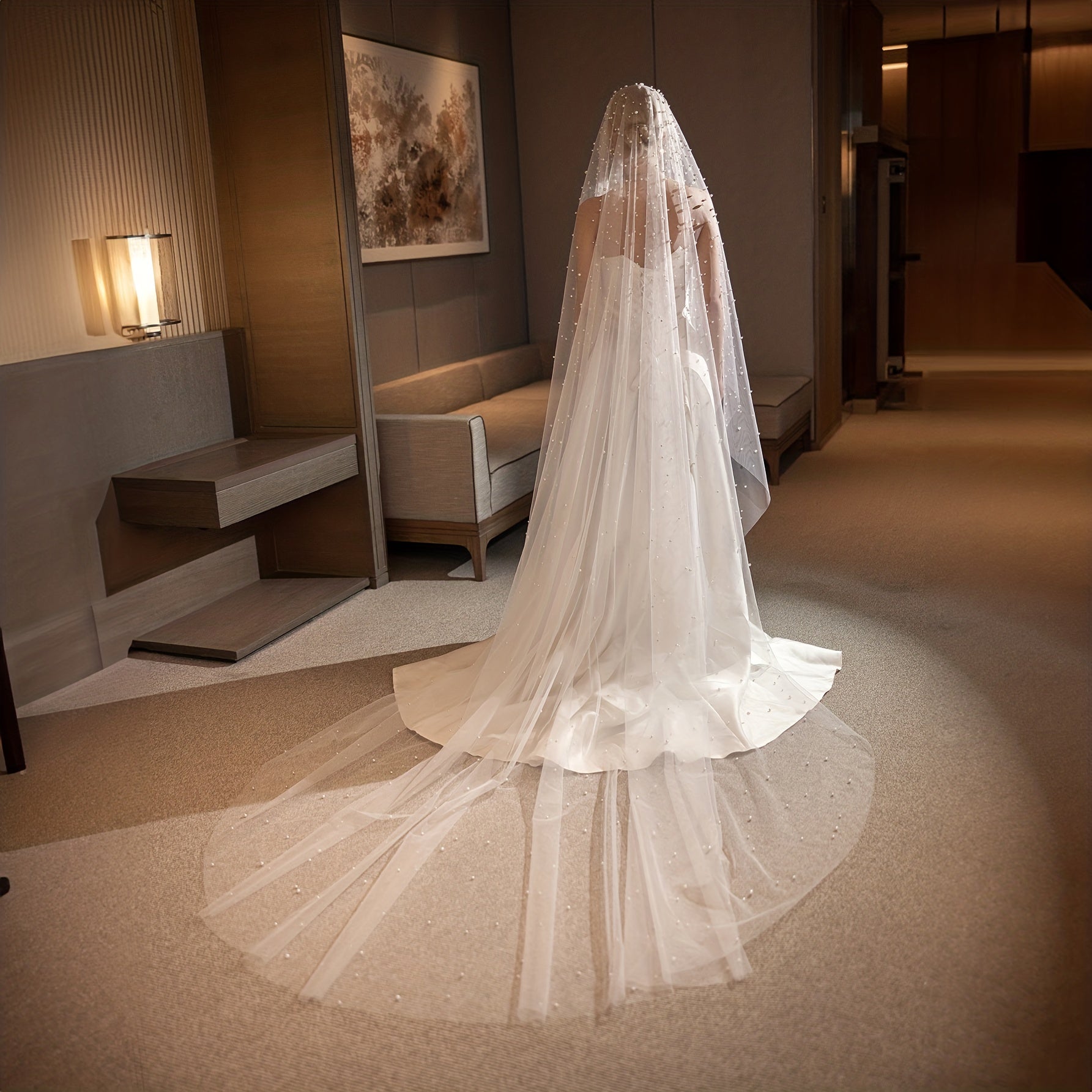 Wedding Baroque Faux Pearl Veil Accessory Long Veils With Comb 1 Tier Bride Veil