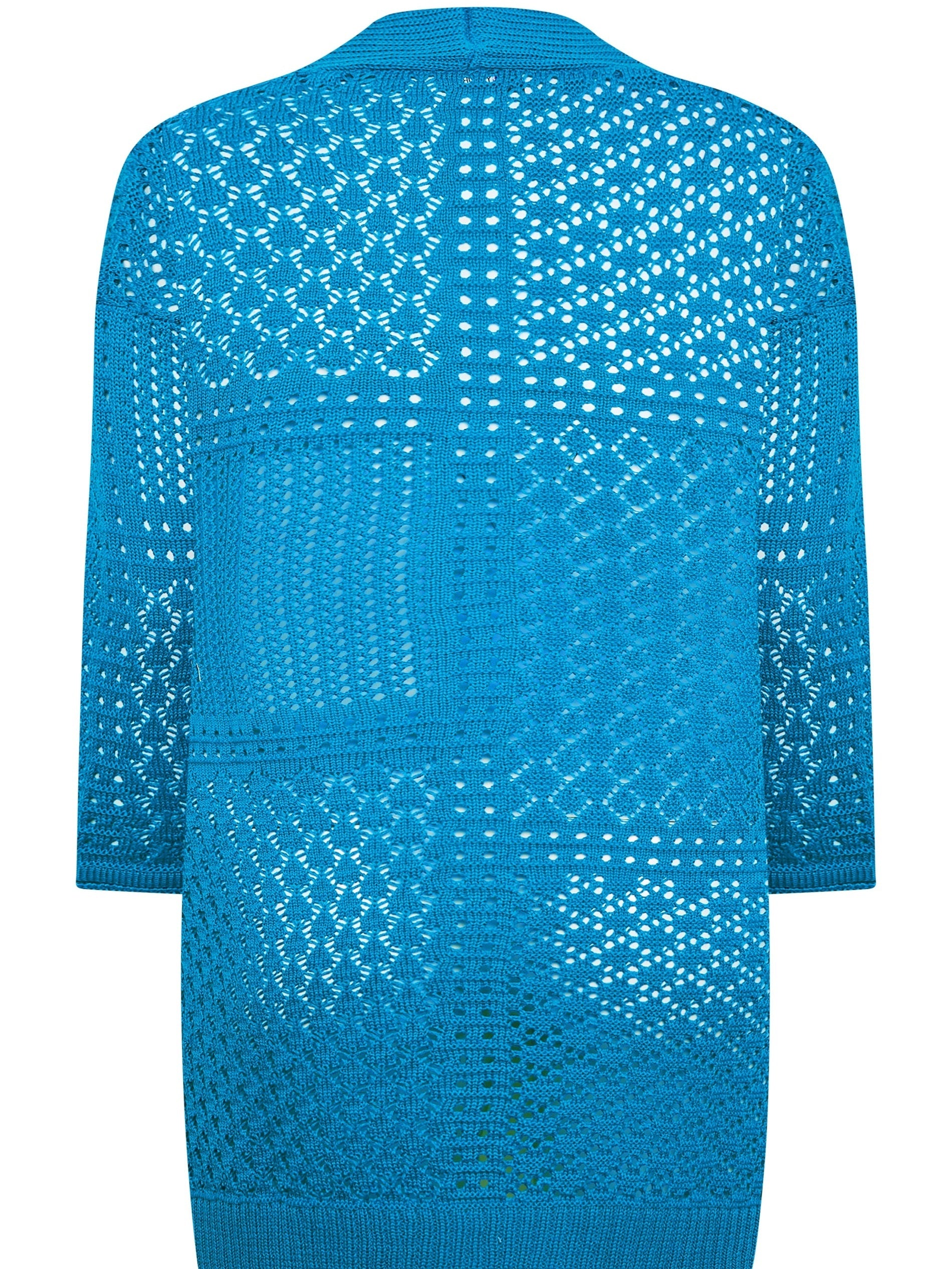 Solid Hollow Out Open Front Cardigan