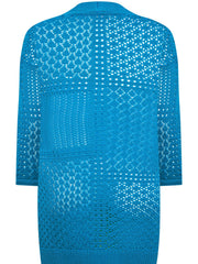 Solid Hollow Out Open Front Cardigan