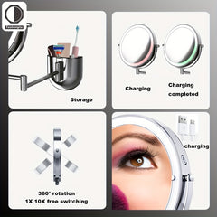 Wall Mounted Makeup Vanity Mirror with Lights 10X Magnifying Mirror
