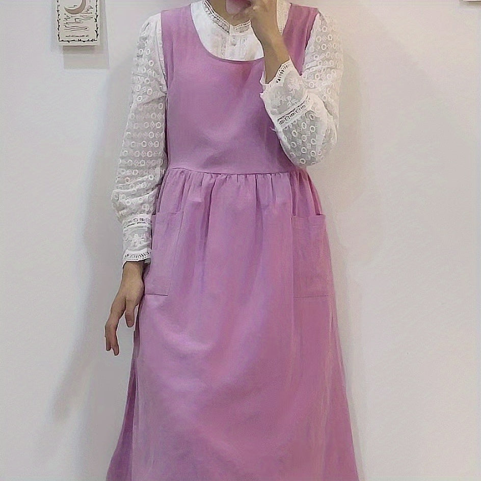 Apron Front & Rear 2-Pieces with Slit for Baking Milk Tea Barista Bib