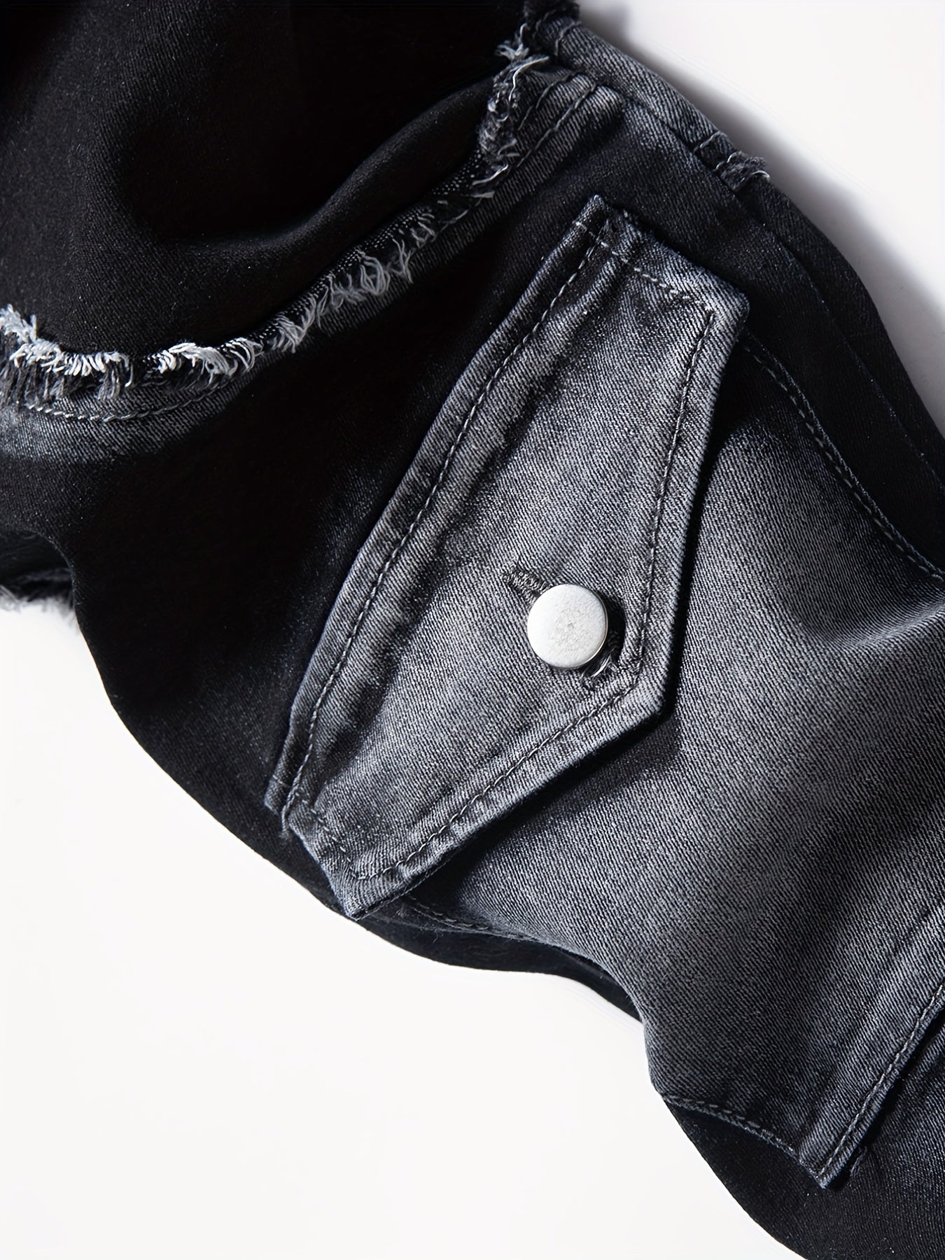 Men's Patchwork Biker Jeans Medium Stretch Denim Pants