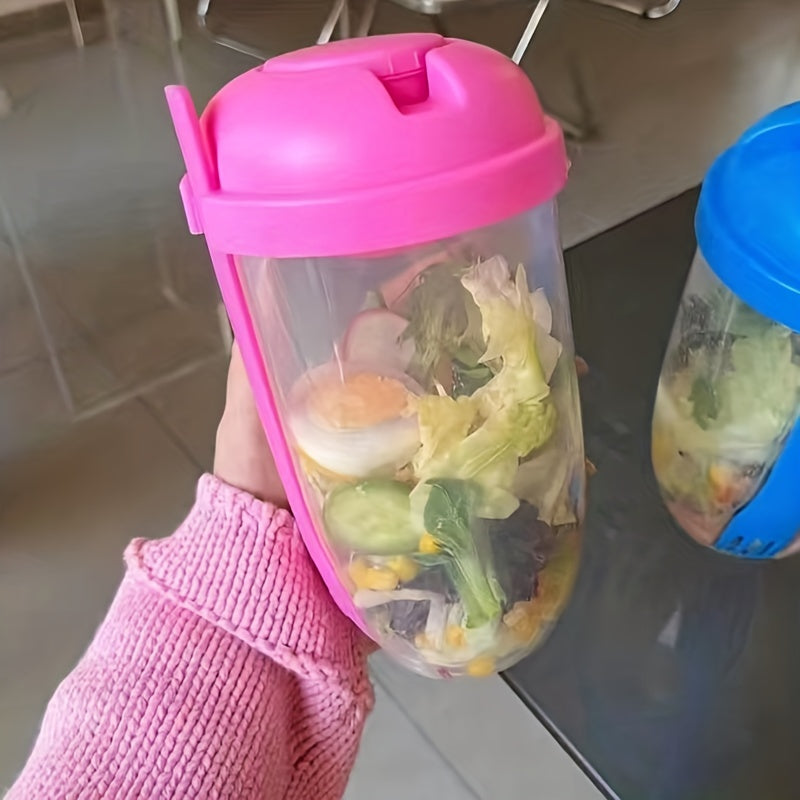 Portable Mason Cup with Fork Lid for Breakfast Salads Sauces - Outdoor Fitness