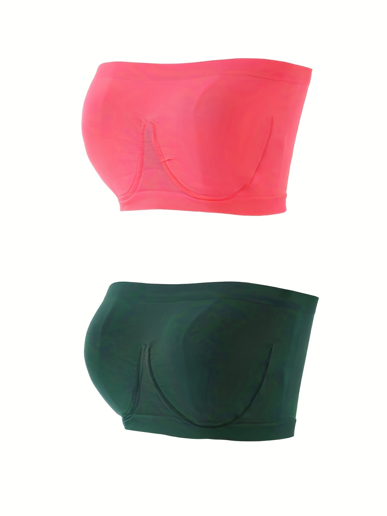 2 Pack Plus Size Tube Bra Set Women's Plain Ruched Wireless Prom Dress Two Piece