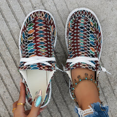 Retro Floral Print Flat Skate Shoes Lightweight And Comfortable Non slip Walking