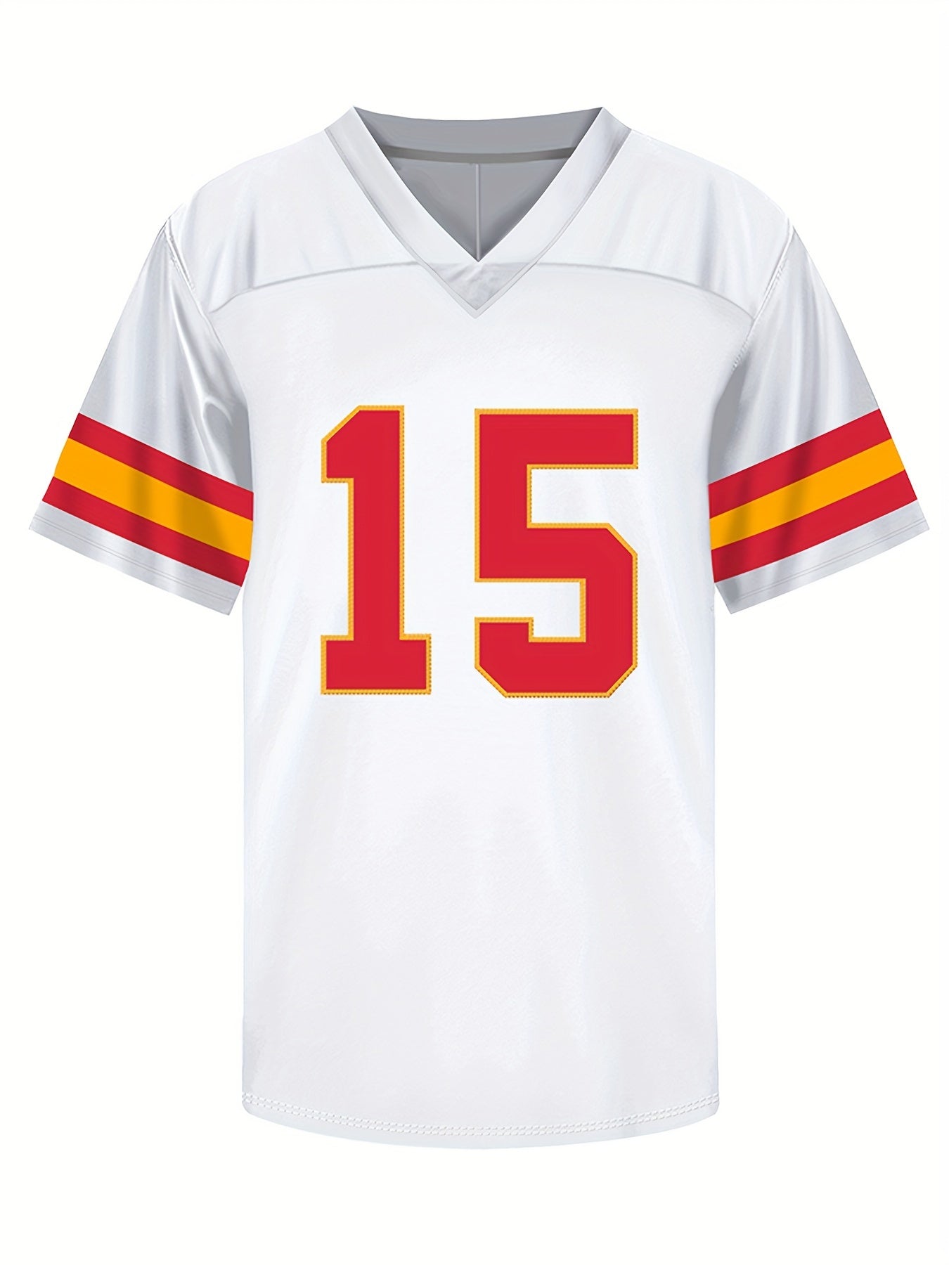 Men's American Football Jersey V-Neck Short Sleeve Stitched Rugby Sweatshirt