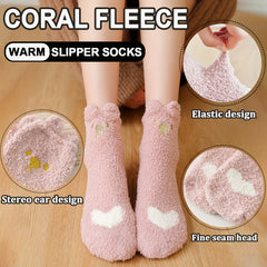 5 Pairs Winter Soft Warm Socks Cozy Fuzzy Socks With Gripper Fluffy Thick