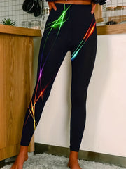 Graphic Print High Waist Leggings Slim Fit Casual Leggings