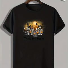 Skeletons 'Trick Or Treat' Halloween Print Men's Graphic T shirt
