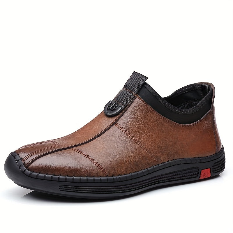 Men's Hand Stitching Leather Loafers Slip On Shoes