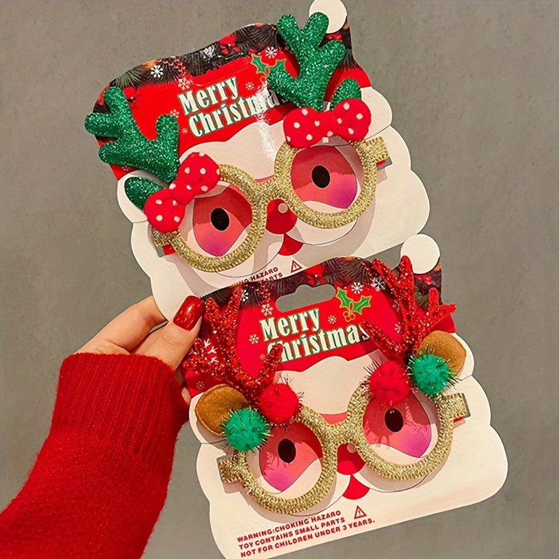 Christmas Glasses Frame Glitter Holiday Eyewear Xmas Funny Photo Booth Costume