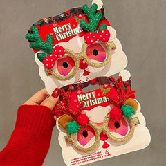 Christmas Glasses Frame Glitter Holiday Eyewear Xmas Funny Photo Booth Costume