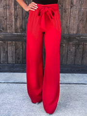 Casual Flared Leg Bow Tie Pants