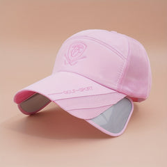 Retractable Big Brim Baseball Cap Mesh Breathable Quick Drying Trucker Hat