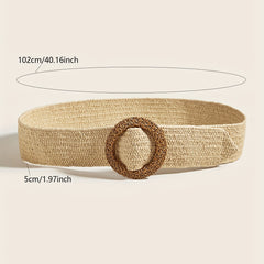Straw Woven Belt Beach Elastic Pants Belt Bohemian Style