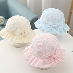 Baby Girls Lace Bow Sun Hat Breathable Princess Cap Outdoor Summer