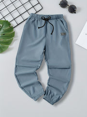 Boys Casual Letter Print Elastic Waist Pants