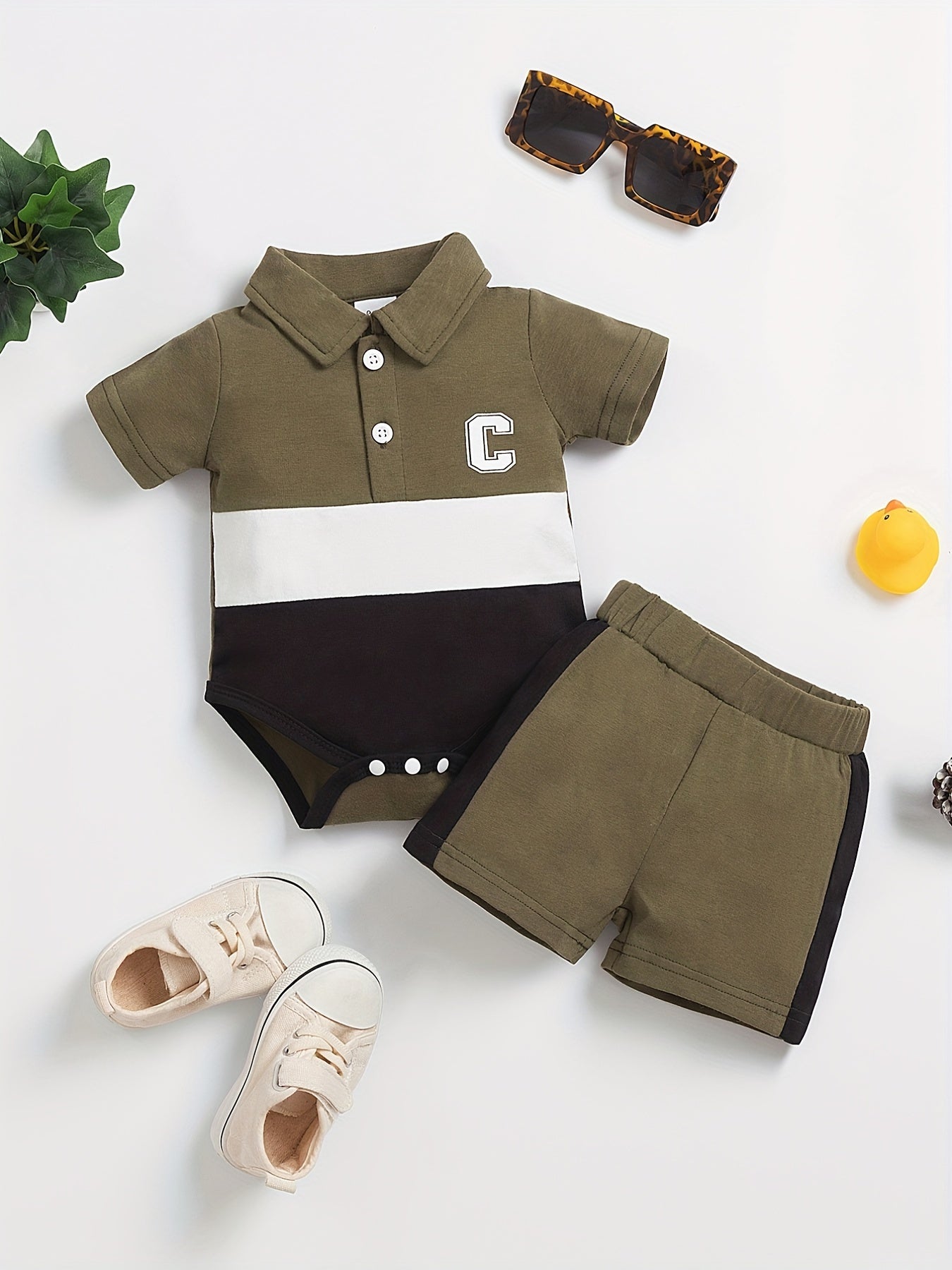 2pcs Baby Boy Shirt & Shorts Set Embroidery Stitching Newborn Casual Knitted