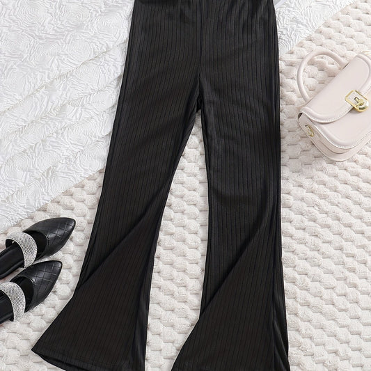 Girls' High Waist Flare Bell Bottom Knit Pants