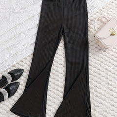 Girls' High Waist Flare Bell Bottom Knit Pants