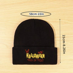 Y2K Demon Embroidery Knit Hat Hip Hop Skull Cap Warm Knit Beanies