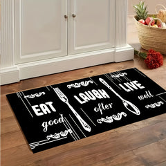 Fork And Spoon Print Floor Mat Non slip Durable Bath Foot Pod Stain resistant