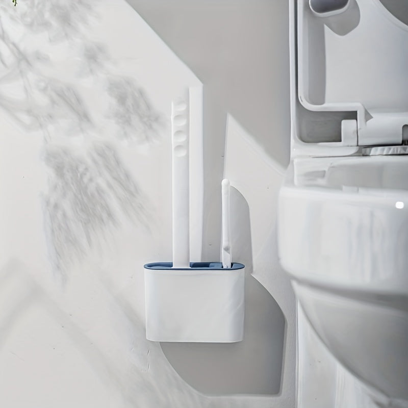 Silicone Toilet Brush Holder Wall Hanging Soft Bristles Floor Cleaning Tool