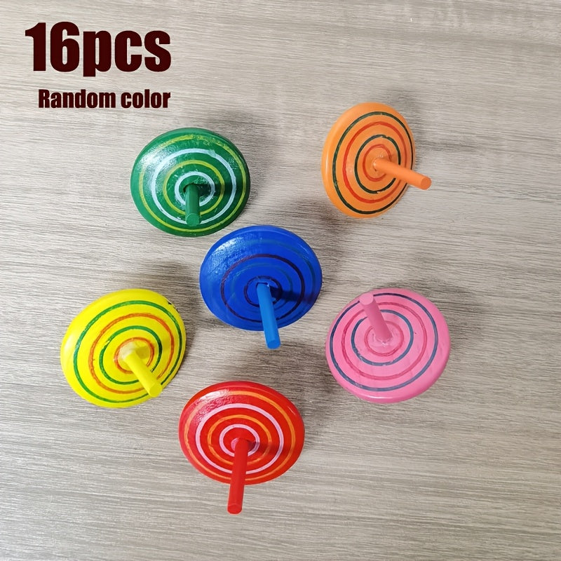 Colorful Wooden Spinning Tops for Fun Celebrations and Gifts