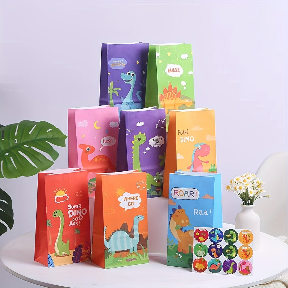 8pcs Dinosaur Pattern Gift Bags Birthday Supplies