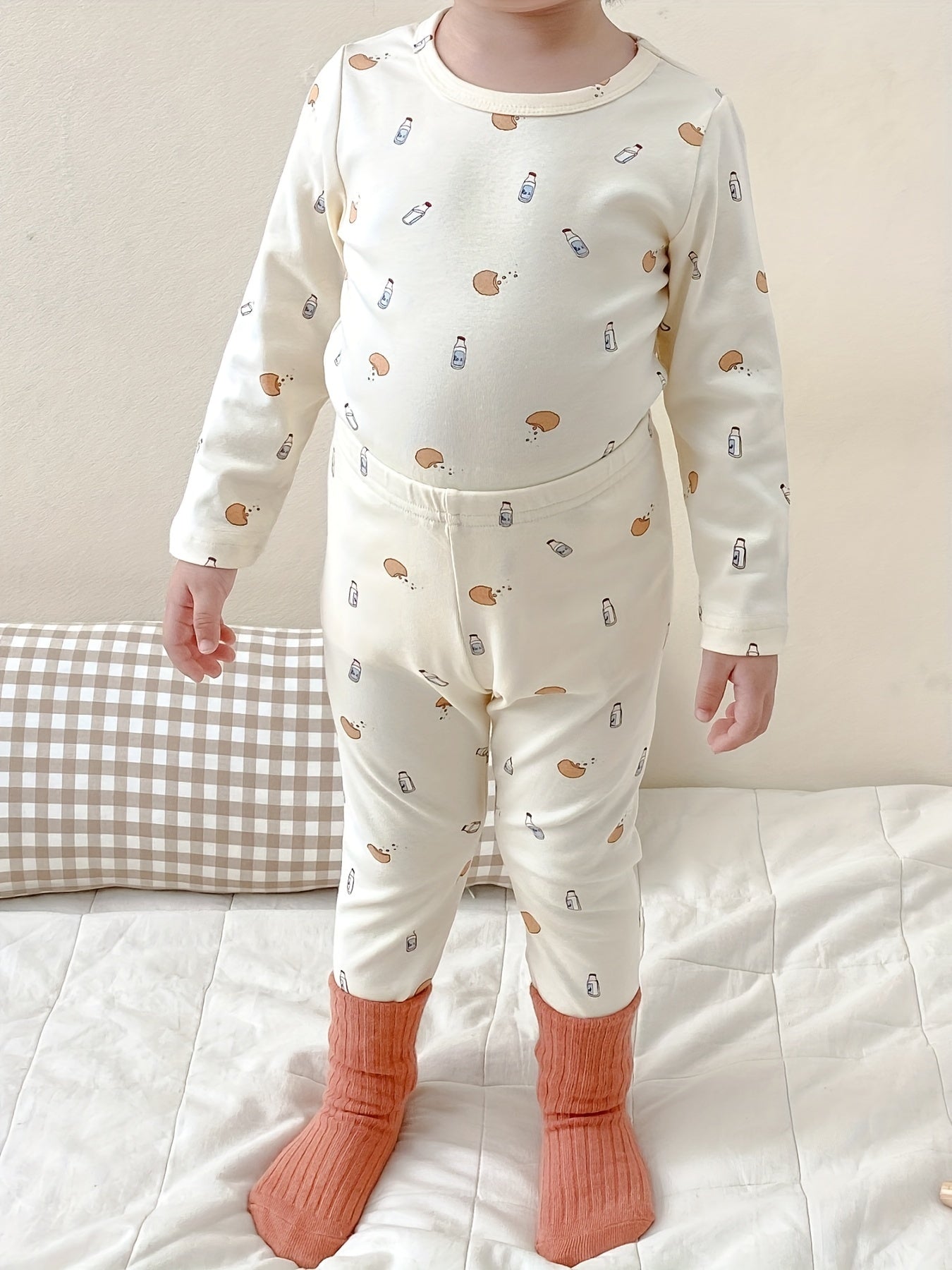 Boys Lemon Print 2pcs Pajamas Set Long Sleeve Top & Pants